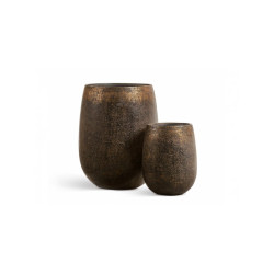 Кашпо TREEZ Effectory Metal Округлая чаша Rough с золотой патиной в-39 см, д-32 см