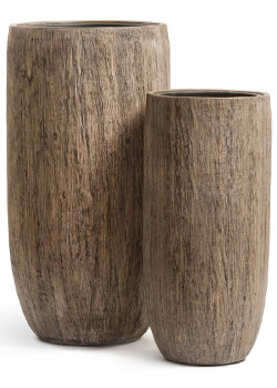 Кашпо TREEZ Effectory Wood Высокий округлый конус Светлый дуб в-65 см, д-30 см