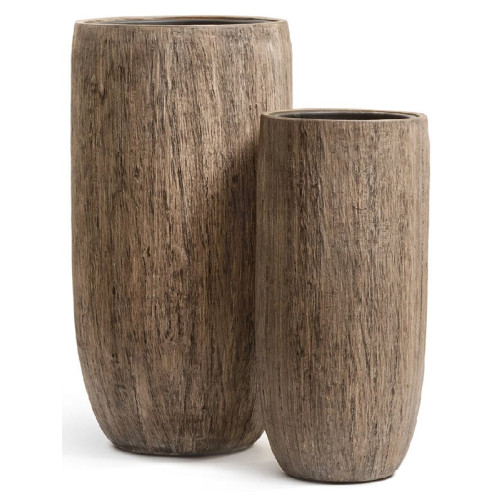 Кашпо TREEZ Effectory Wood Высокий округлый конус Светлый дуб в-65 см, д-30 см