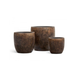 Кашпо TREEZ Effectory Metal Конус-чаша Rough с золотой патиной в-30 см, д-30 см