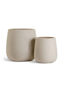 Кашпо TREEZ Effectory Beton Design-Чаша Белый песок в-35 см, д-32 см