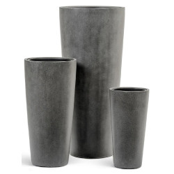 Кашпо TREEZ Effectory Beton Высокий конус Тёмно-серый бетон в-61 см, д-30 см