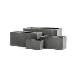 Кашпо TREEZ Effectory Beton Низкий прямоугольник Тёмно-серый бетон д-40, ш-20, в-22 см
