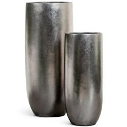Кашпо TREEZ Effectory Metal Высокий округлый конус Стальное серебро в-72, д-31 см