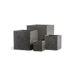 Кашпо TREEZ Effectory Stone Куб Тёмно-серый камень 20х20х20 см