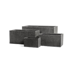Кашпо TREEZ Effectory Stone низкий прямоугольник Тёмно-серый камень д-40, ш-20, в-22 см