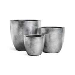 Кашпо TREEZ Effectory Metal Округлый конус Серебро в-47, д-50 см