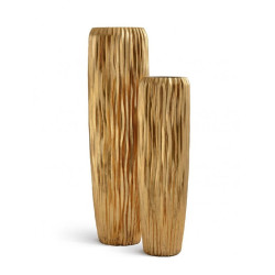 Кашпо TREEZ Effectory Metal Высокий конус Design Wave Сусальное золото д-42, в-141 см