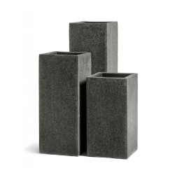 Кашпо TREEZ Effectory Stone Высокий куб Тёмно-серый камень 31х31 см, в-60 см