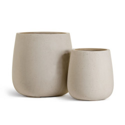Кашпо TREEZ Effectory Beton Design-Чаша Белый песок в-50 см, д-49 см
