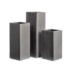 Кашпо TREEZ Effectory Beton Высокий куб Тёмно-серый бетон в-97 см, 31х31 см 1/1