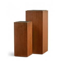 Кашпо TREEZ Effectory Corten Steel Высокий куб Бархатистая окись в-72 см 30х30 см