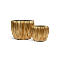 Кашпо TREEZ Effectory Metal Чаша Design Wave Сусальное золото в-32, д-38 см