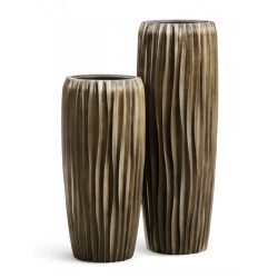 Кашпо TREEZ Effectory Metal Высокий конус Design Wave Чернёная бронза в-97 см, д-34 см