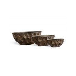 Кашпо TREEZ Effectory Metal Высокая лодка Design Crumple Чернёная бронза в-20, ш-27, дл-55 см