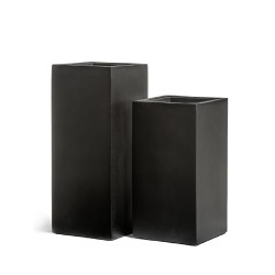 Кашпо TREEZ Effectory Black Stone Выскоий куб Антрацит 31х31 см, в-97 см 1/1