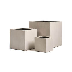 Кашпо TREEZ Effectory Beton Куб Белый песок 30х30х30 см